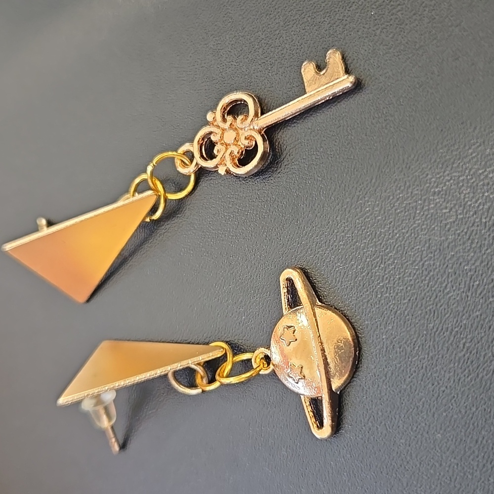 "Dreaming Of Saturn" Handmade Earrings Upcycled Repurposed